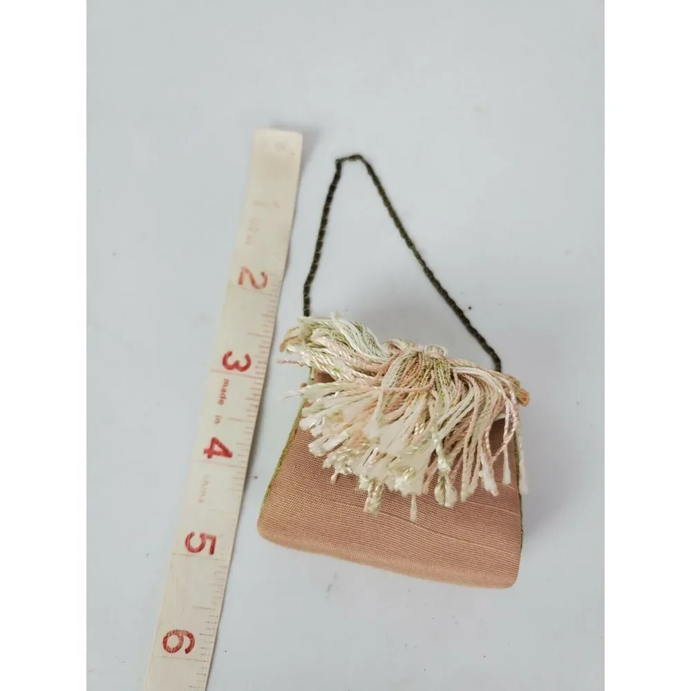 Victorian Purse Ornament‎ Pink Tassels Flowers Christmas